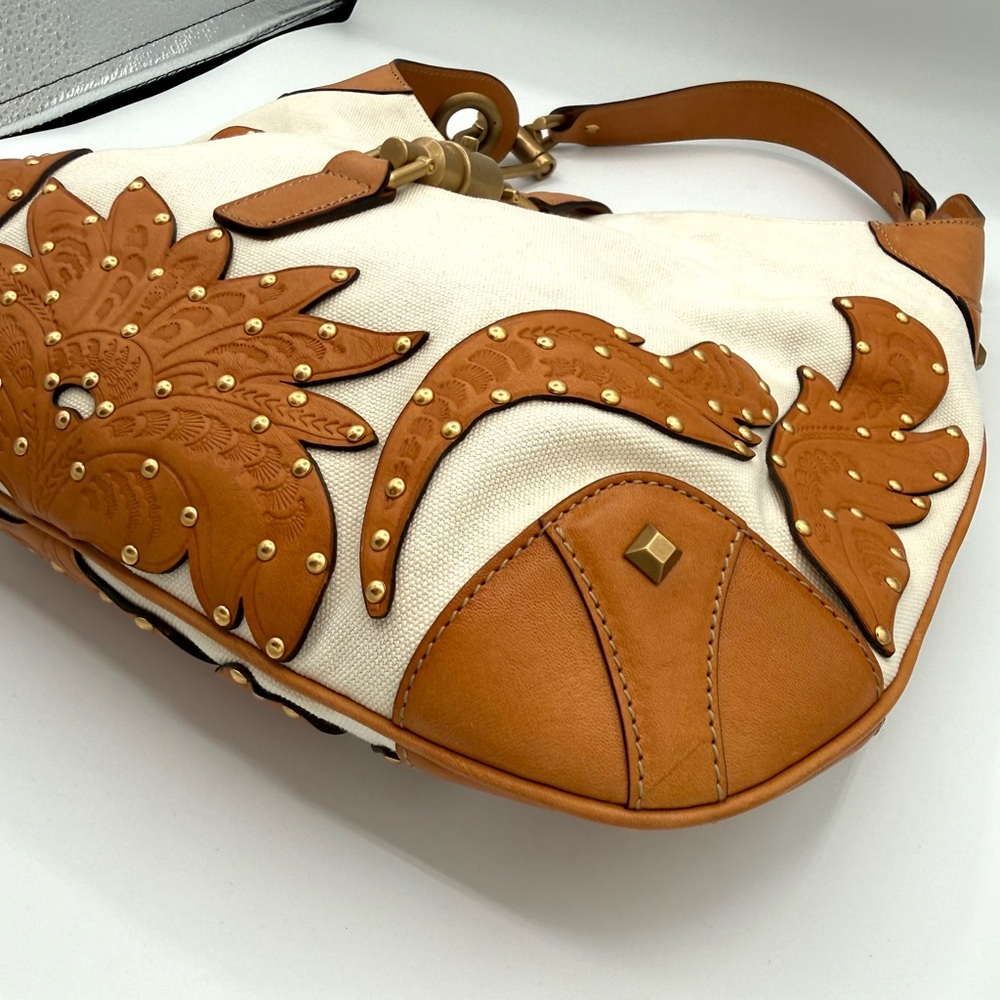 Gucci RARE Western Horsebit Tan and Cream Embellished Jackie Bag - Picture 4 of 13